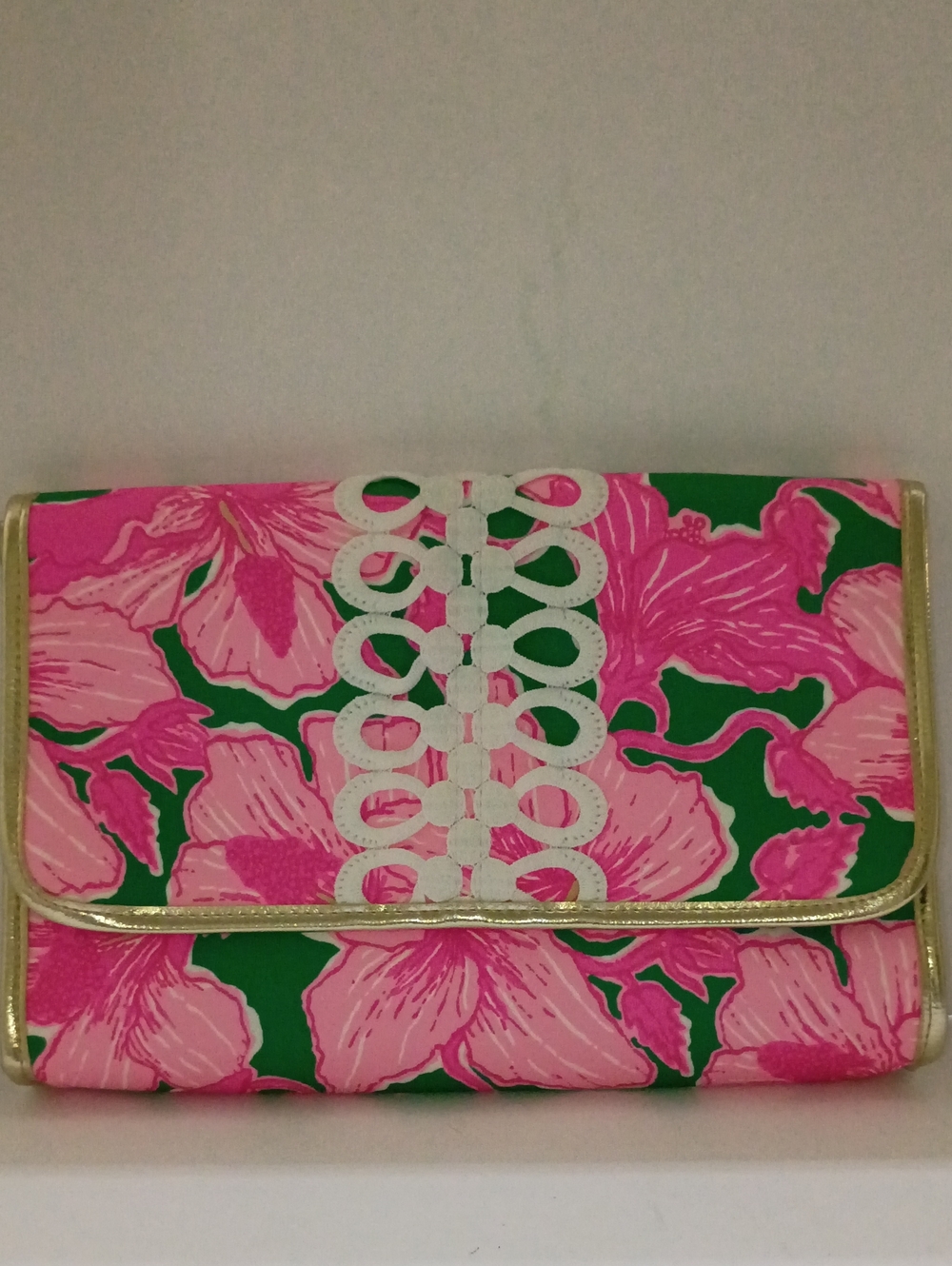 Lilly Pulitzer Kelly Green Hibis Kiss Oversized Clutch